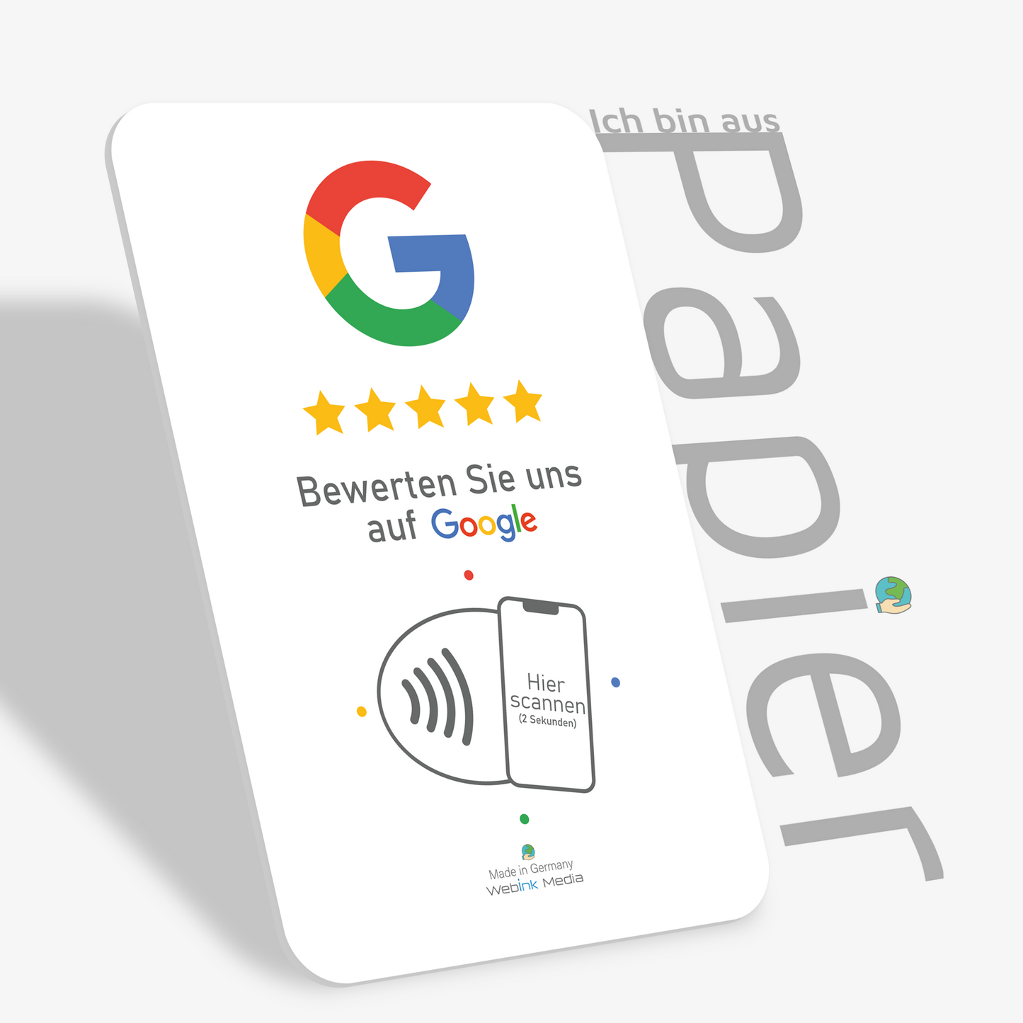 NFC Google Bewertungskarte aus umweltschonendem Hartmaterial