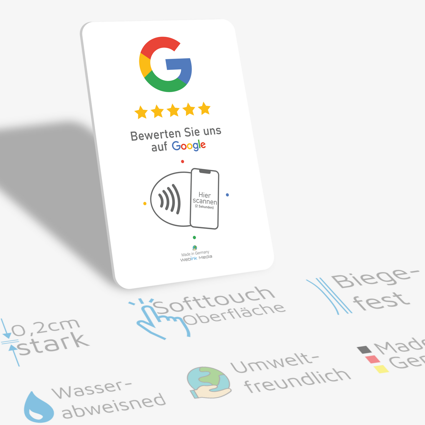 NFC Google Bewertungskarte aus umweltschonendem Hartmaterial